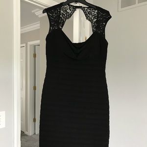 Black scoopneck Xscape cocktail dress